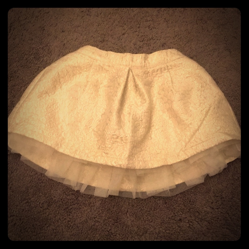 Gymboree jacquard cream skirt with tulle, 18-24 mo